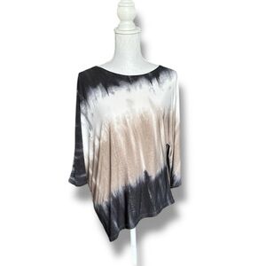Women's Tie-Dye High Low Top Black White & Tan Size XS